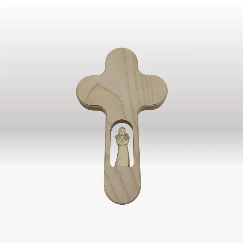 Kinderkreuz mit betendem Engel natur