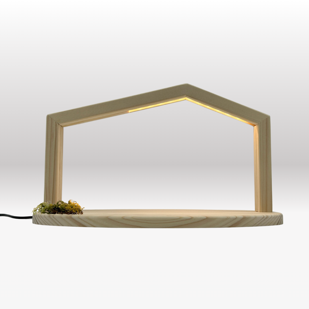 Heilige Familie (3 Figuren) von Akantus bemalt mit Stall "Akantus Design" natur