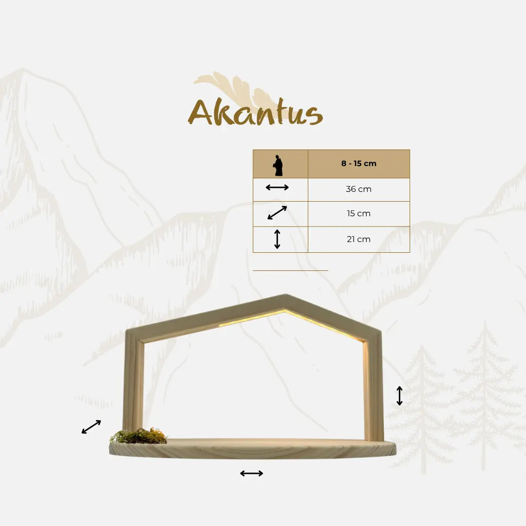 Größentabelle Krippenstall: "Akantus Design" natur
