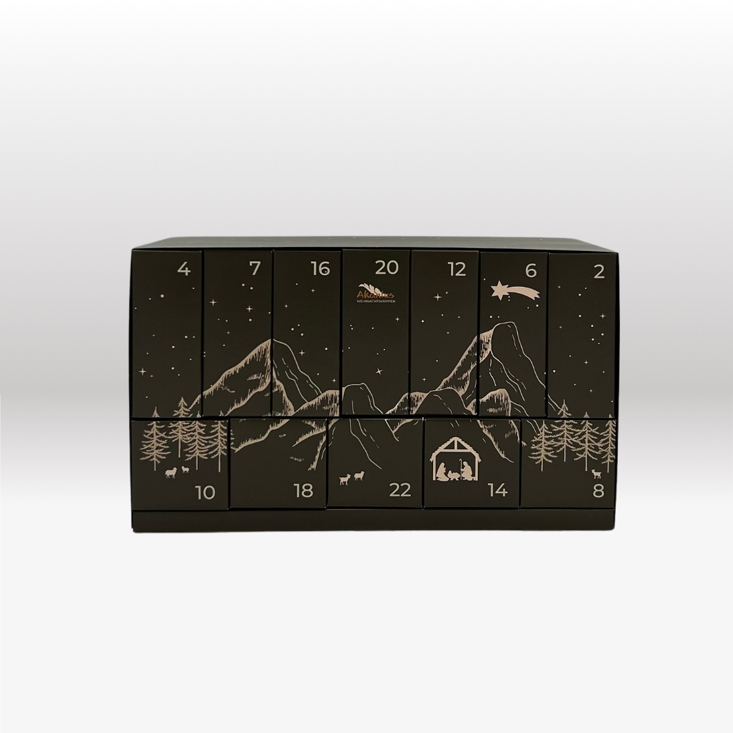 Adventskalender Nr. 2: von Akantus bemalt mit Stall "Akantus Design" natur