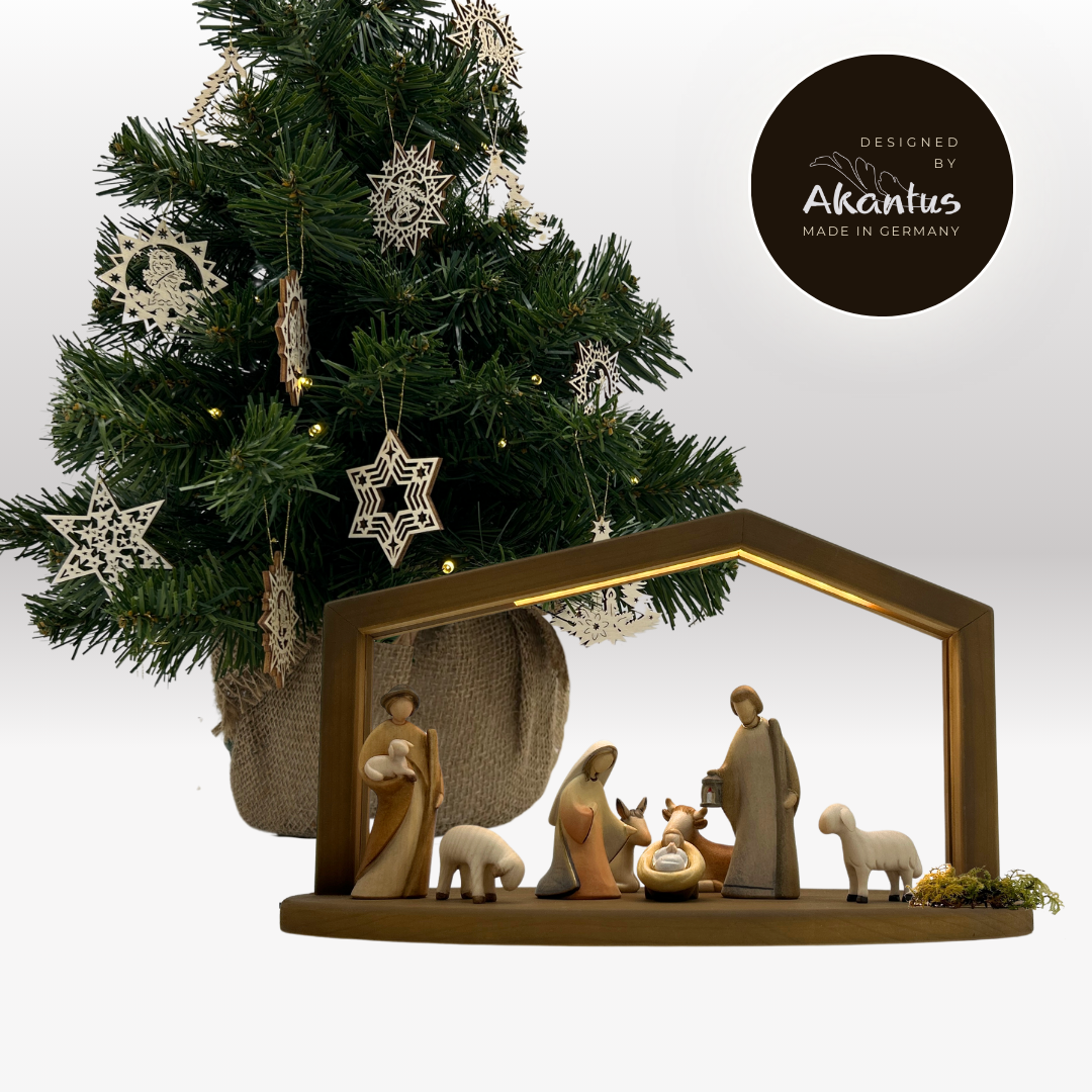 Adventskalender Nr. 2: Leonardo bemalt mit Stall "Akantus Design" brown