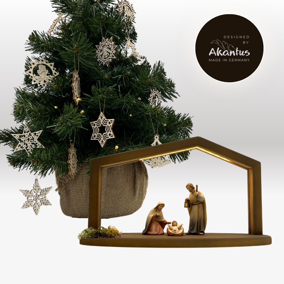 Adventskalender Nr. 3: Lichtkrippe mit Stall "Akantus Design" brown