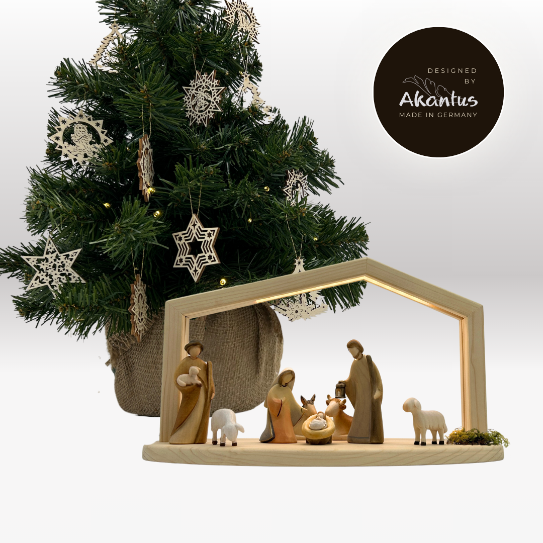 Adventskalender Nr. 2: Leonardo bemalt mit Stall "Akantus Design" natur