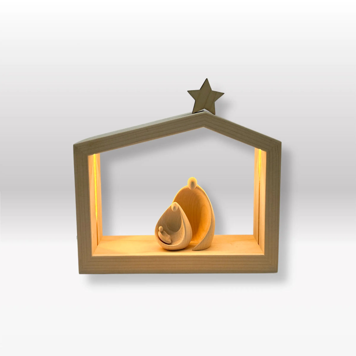 Heilige Familie (2 Figuren) von Ambiente Design natur mit Familienhaus "Akantus Design" Fichte natur